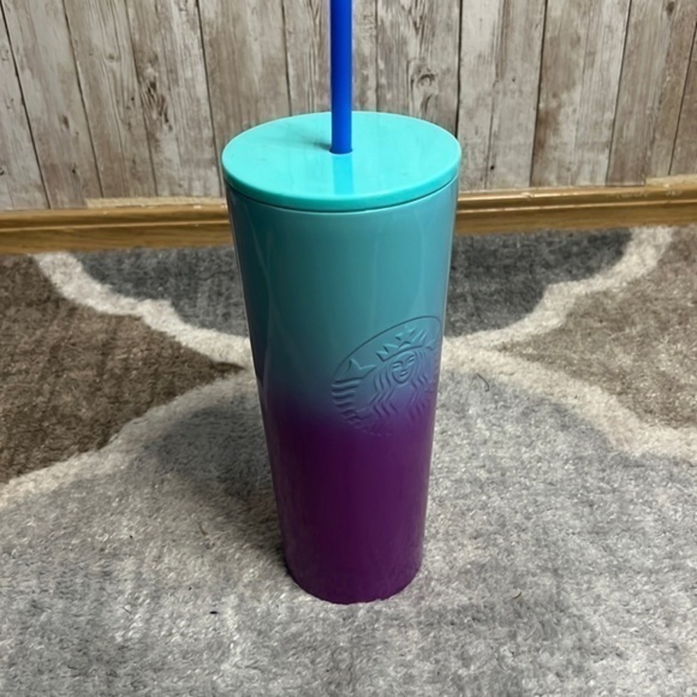 🐺Starbucks Blue Purple Ombré Metal Tumbler